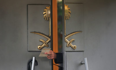 Photo of a security document being passed at the Saudi consulate in Istanbul, Turkey