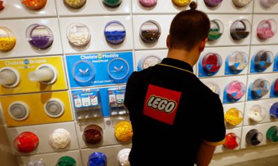 Photo of employee sorting Legos in the new LEGO flagship store