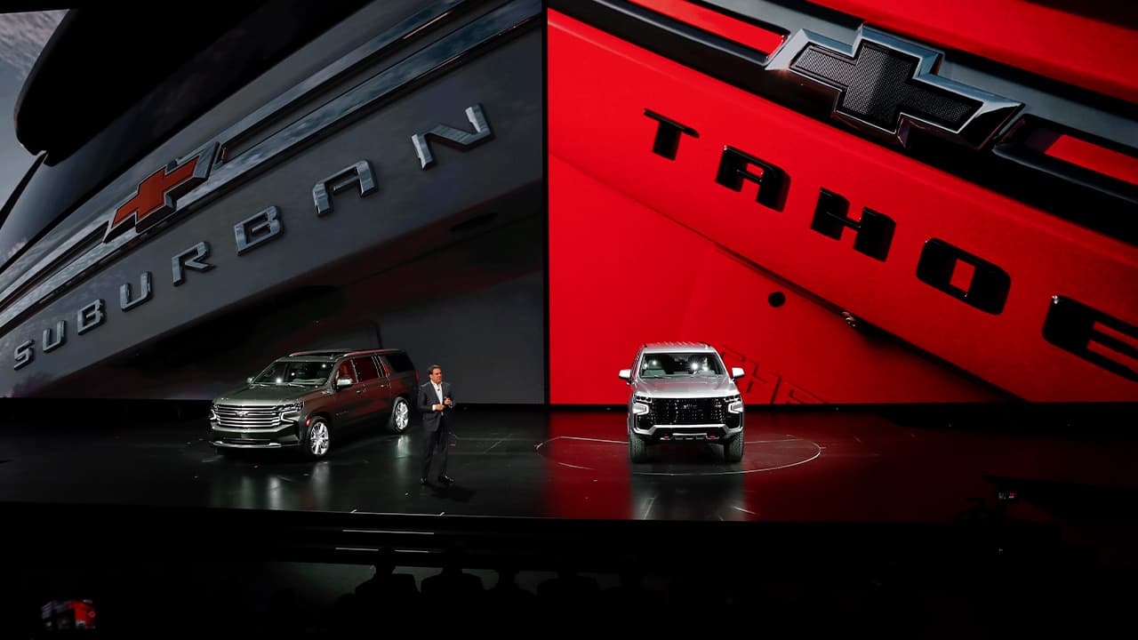Photo of Mark Reuss, President, General Motors, talking about the new 2021 Chevrolet Suburban and Tahoe